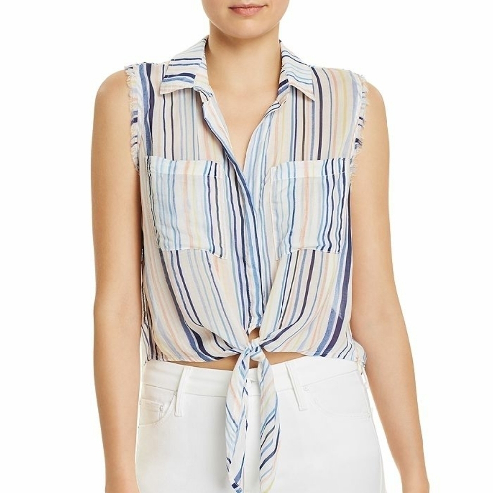 Bella Dahl Striped Tie Front Tank Top Size Medium